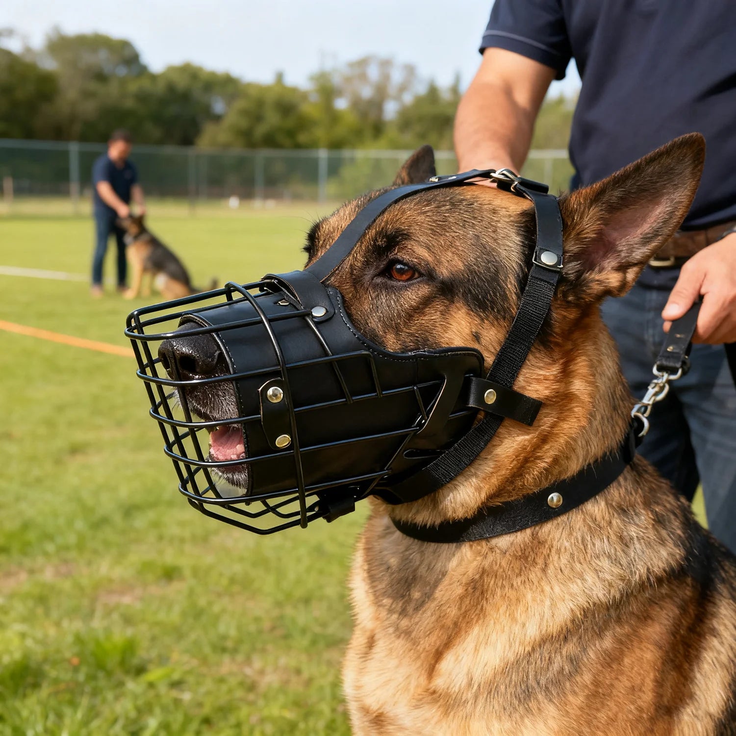 Focinheira Ajustável em Aço Inoxidável para Cão — Respirante e Segura