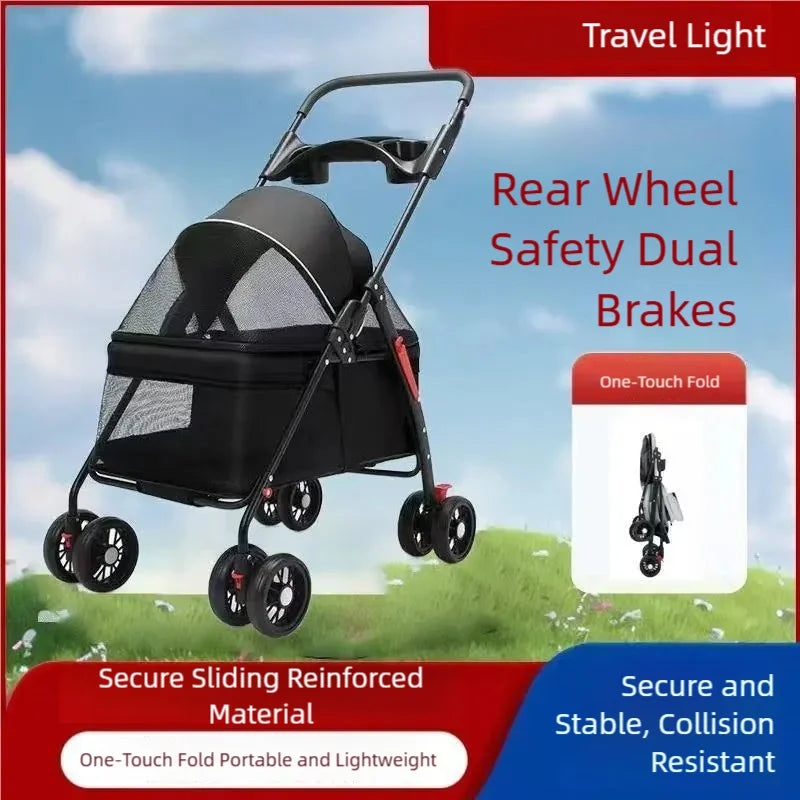 Pet cart, baby cart, small pet cart, lightweight and foldable, suitable for outdoor travel, dog and cat supplies