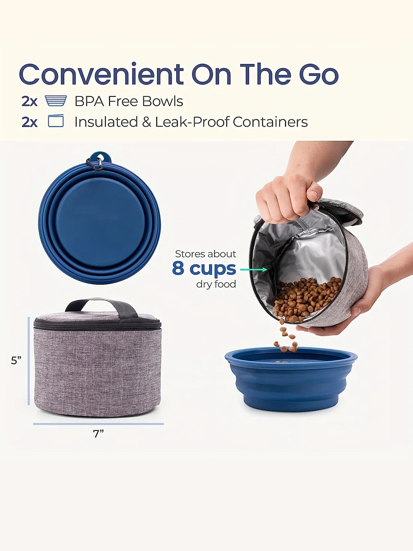 Conjunto de Viagem para Cão — 6 Peças, Aprovado para Avião, com Bolsos Multifunções