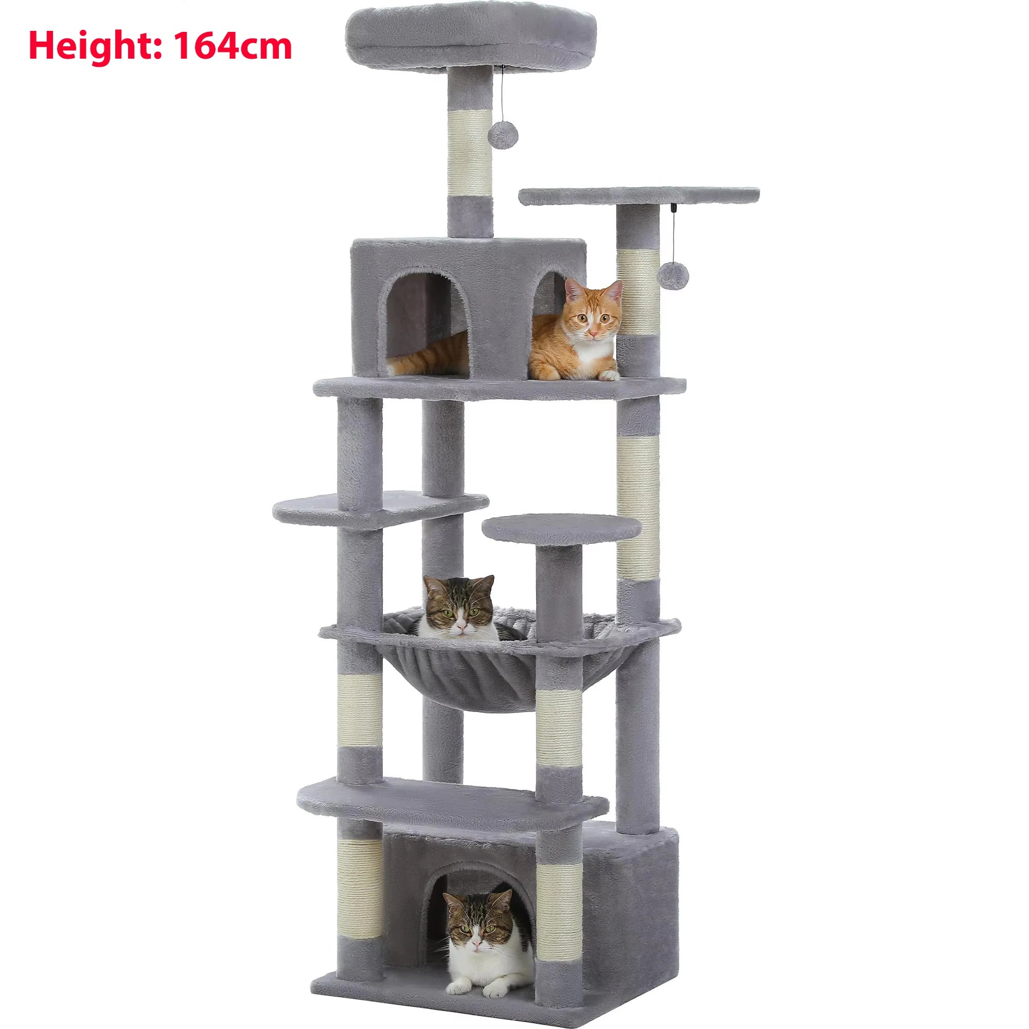 Arranhador Torre para Gato Multi-Nível com Rede e Hammock — Grande