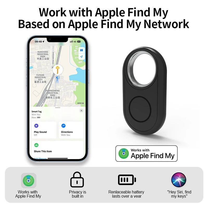 Rastreador Smart para Coleira — Apple Find My Bluetooth em Tempo Real