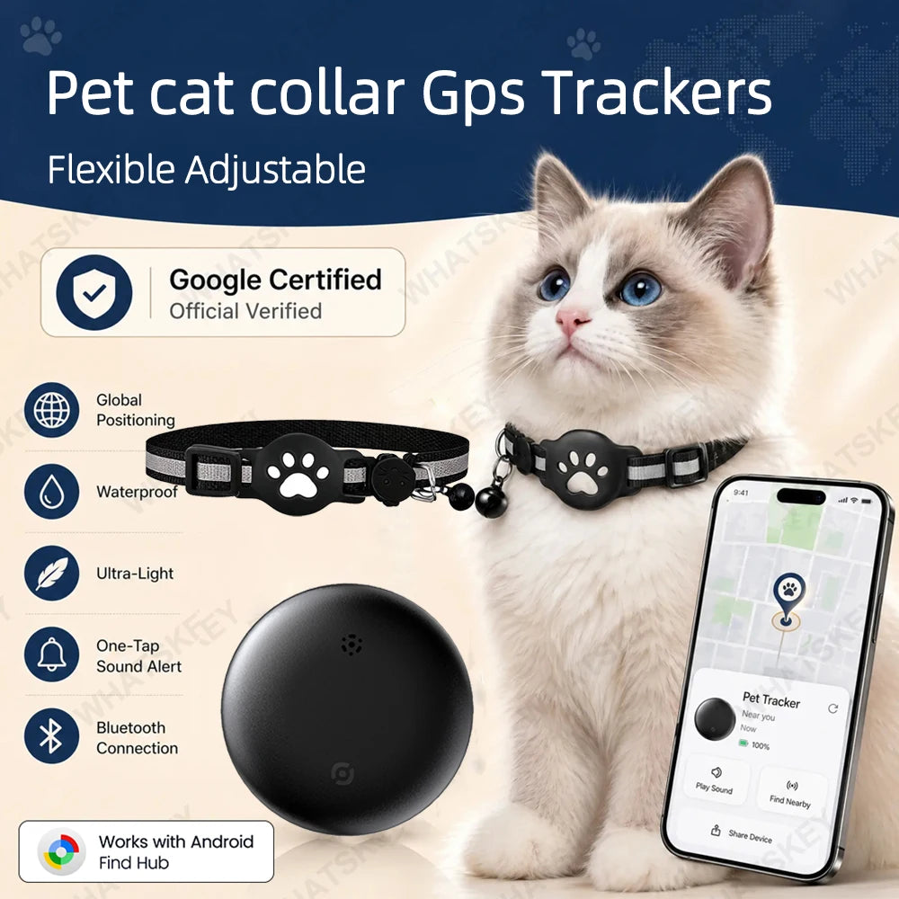 Coleira com Localizador GPS Ajustável para Gato e Cão