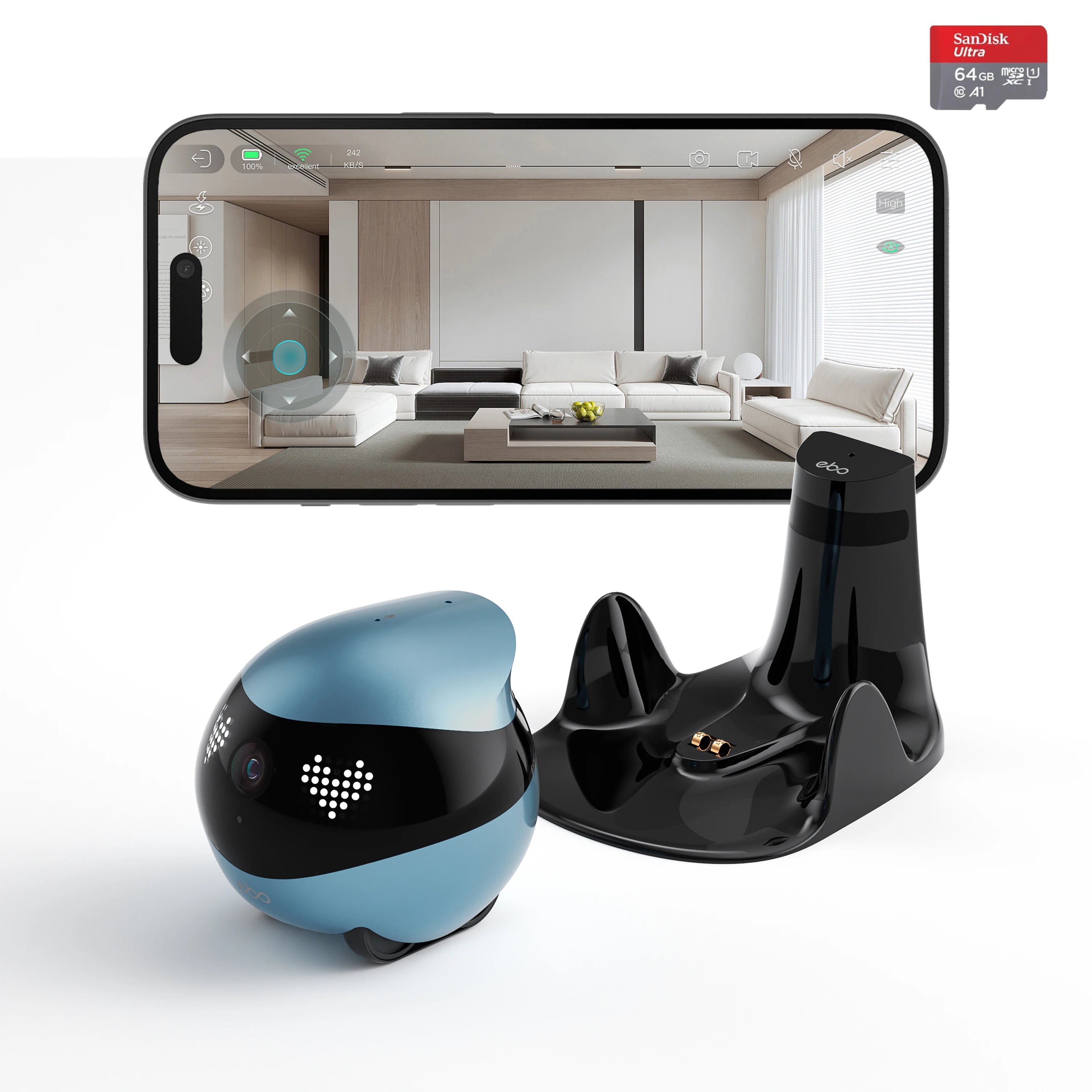 Enabot EBO AIR 2 Companion Robot 2K Home Security Pet Camera Night Vison Wireless APP Remote Control for Dog Cat Baby