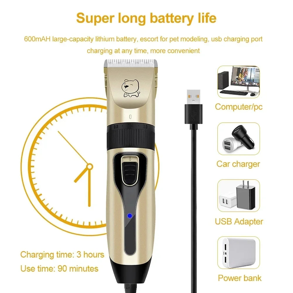 Máquina de Tosquia Elétrica para Cão e Gato — Recarregável USB, Profissional