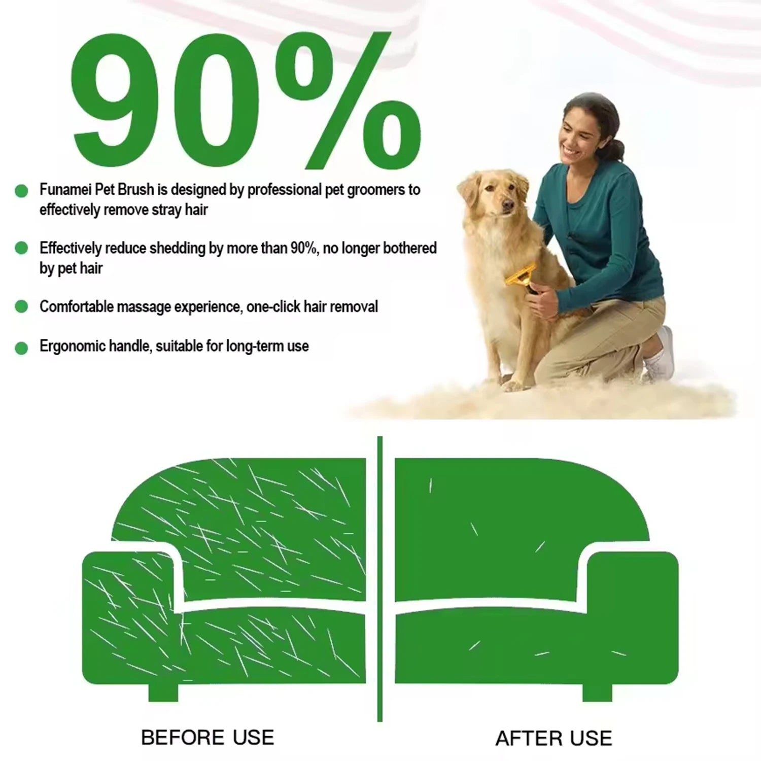 Escova e Pente para Cão e Gato — Removedor de Pelo, Massagem e Grooming