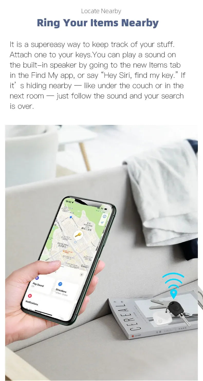 Mini Pet Bluetooth Tracker, Anti-Lost GPS Locator for Cat Dog, Smart Pet Finder Device Compatible with IOS Android & Find My App