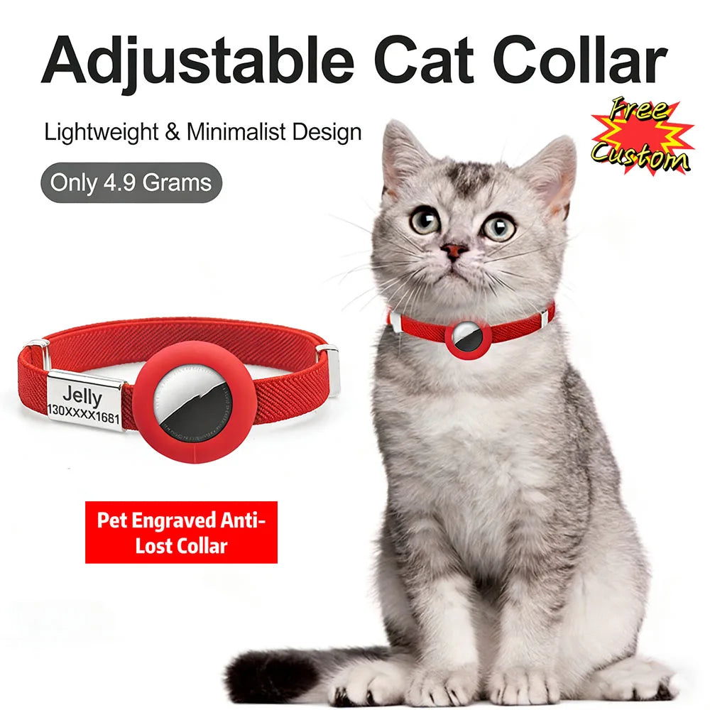 Coleira para Gato com Suporte AirTag GPS — Ajustável e Personalizável