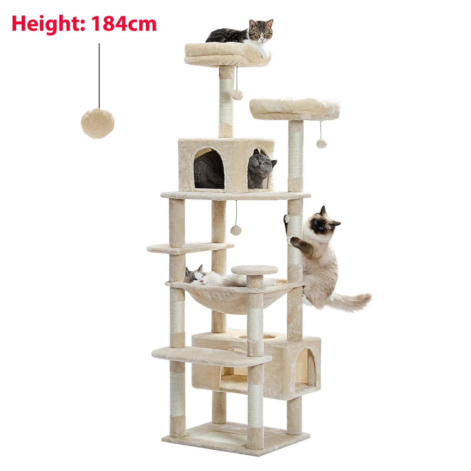 Arranhador Torre para Gato Multi-Nível com Rede e Hammock — Grande