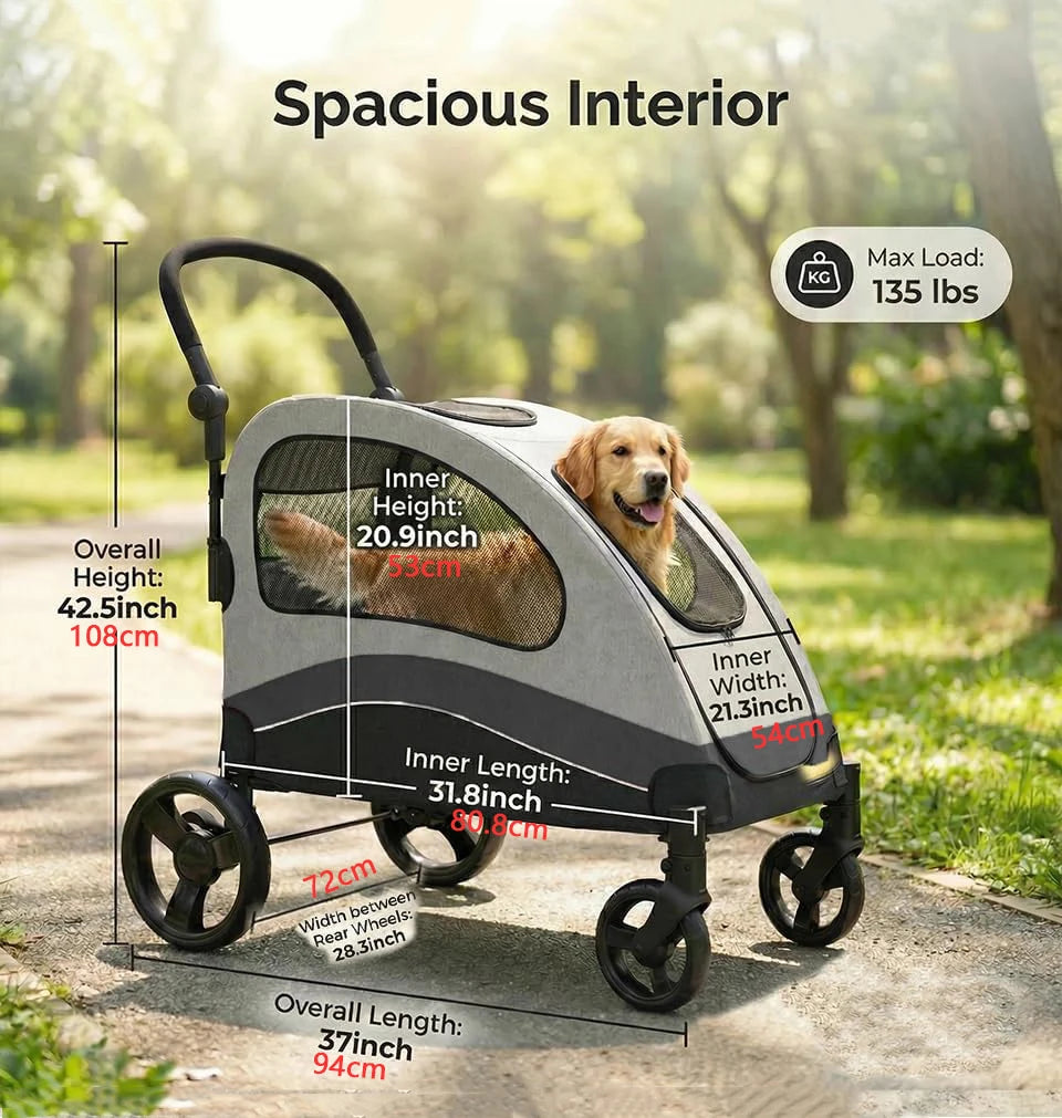 Dog Buggy Stroller Dog Box Transport Foldable Cat Stroller 360° Wear-resistant Rubber Wheels, Pet Wagon with Breathable Mesh