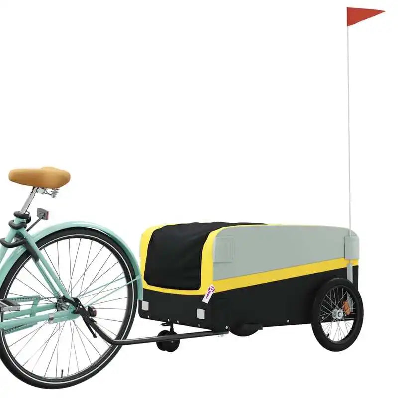 Black and Yellow Bicycle Trailer 45 kg Iron
