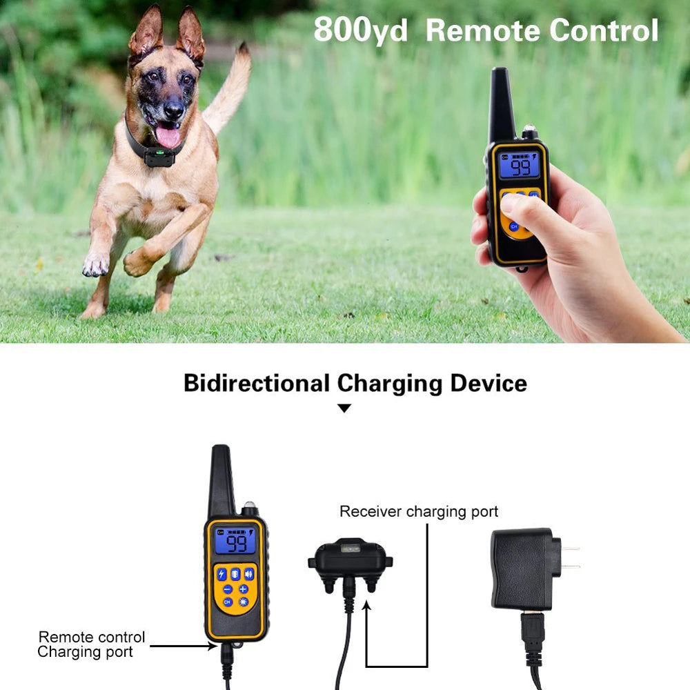 Coleira Anti-Latido Elétrica para Cão — Controlo Remoto, Recarregável e Impermeável